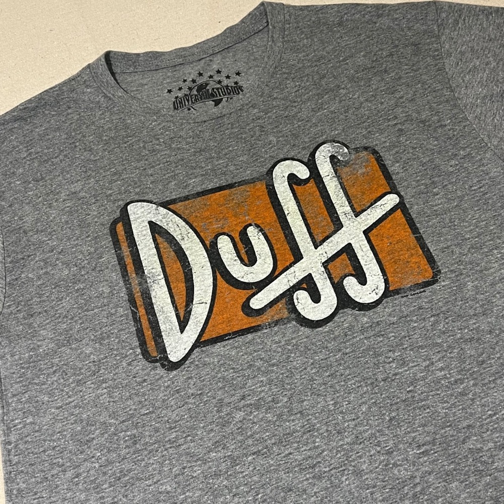 Universal Studios Duff Beer T-Shirt Gray Graphic Tee Simpsons‎ Adult Small S